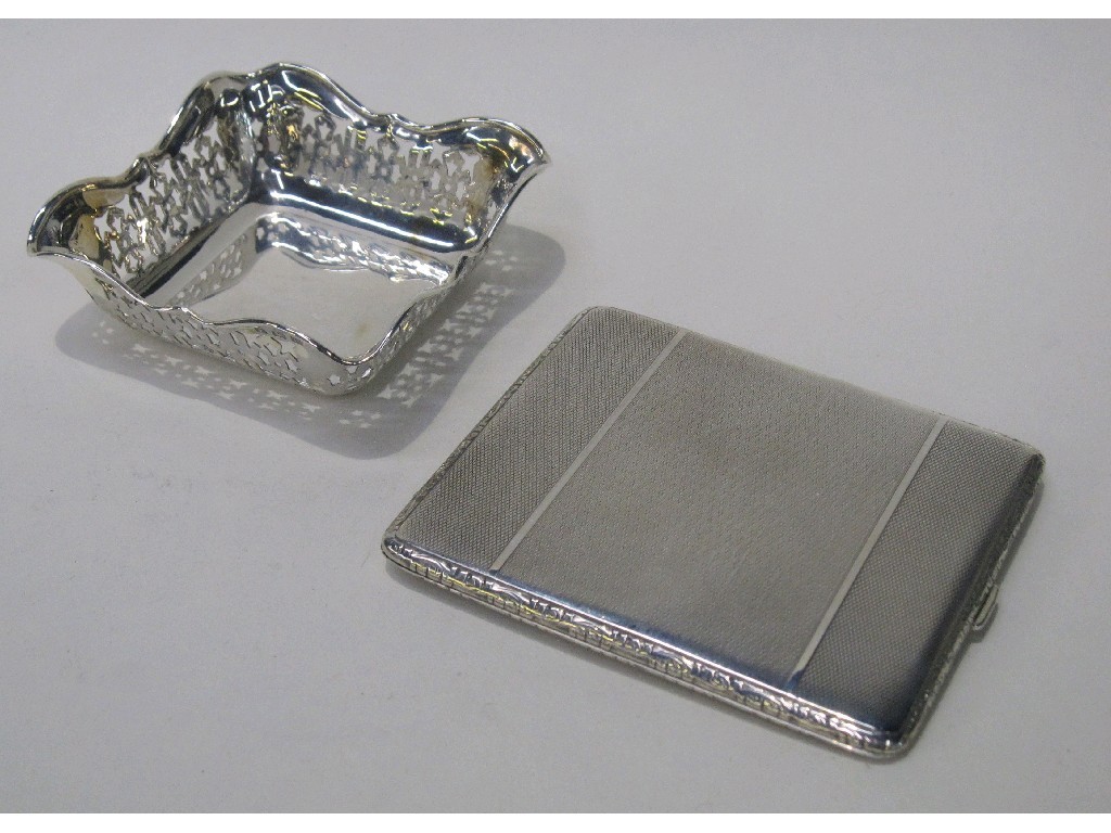 Appraisal: Lot comprising silver cigarette case and a silver dish Birmingham