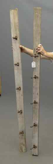 Appraisal: Pair th c peg racks in white paint '' Ht