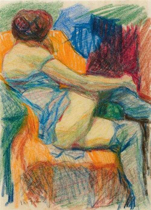 Appraisal: RIGHINI SIGISMUND Stuttgart - Z rich Figure study Colour pencil