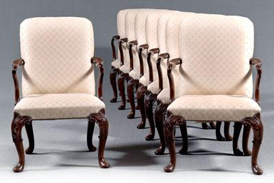 Appraisal: Set of eight Baker armchairs mahogany with upholstered backs and