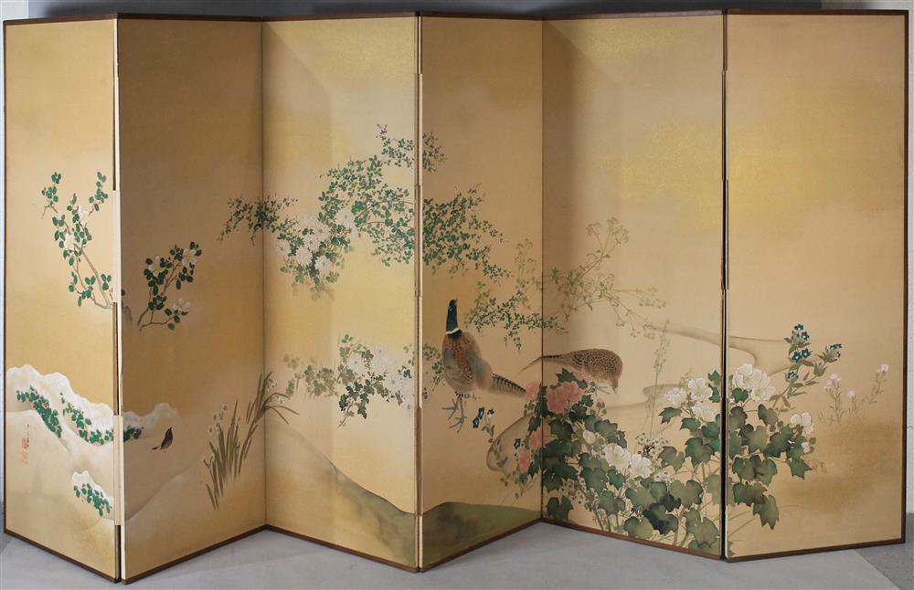 Appraisal: SIX PANEL JAPANESE SCREEN One panel not attached