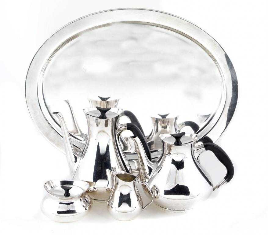 Appraisal: A DANISH SILVER PLATED TEA AND COFFEE SERVICE DESIGNED BY