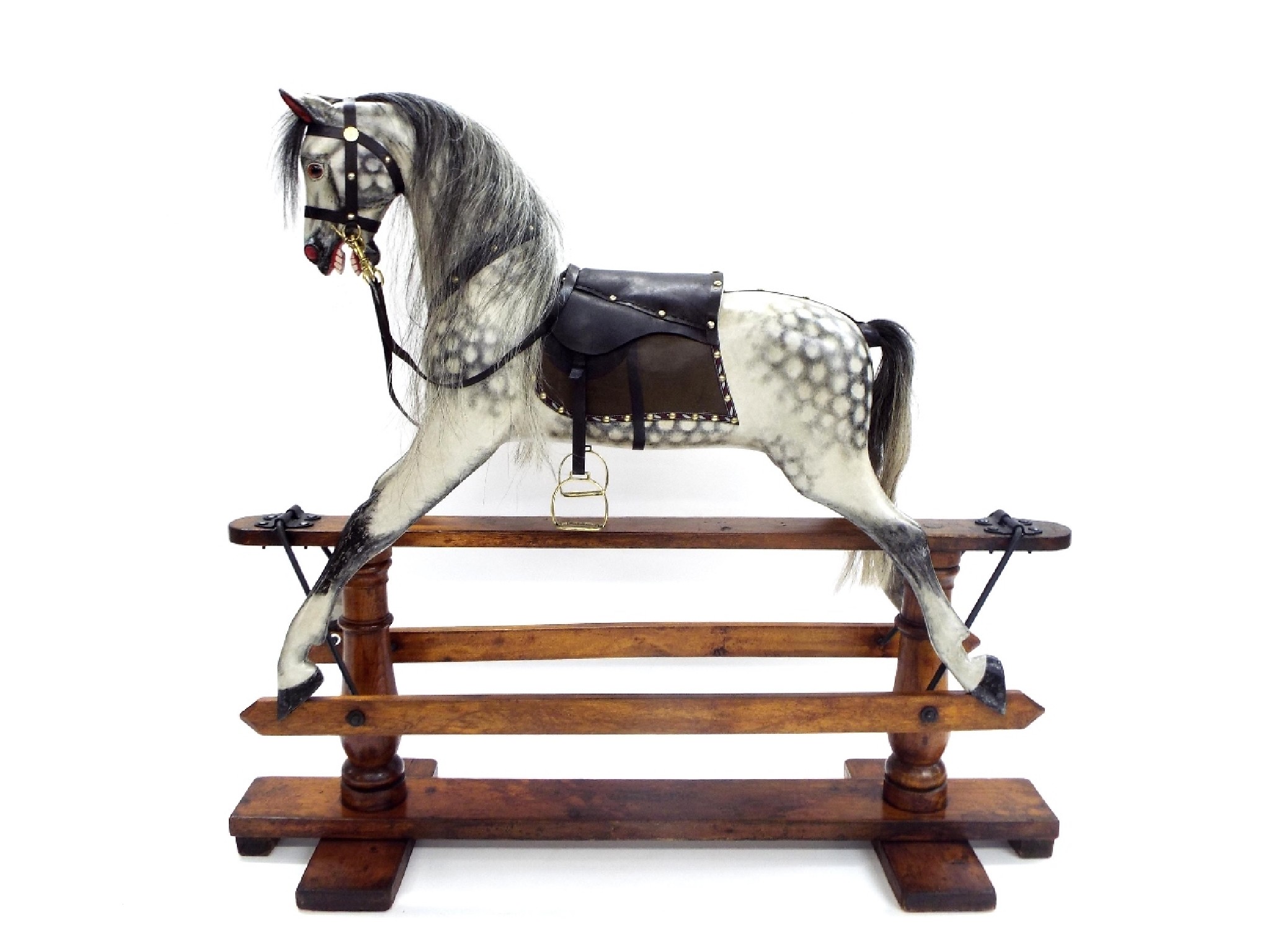 Appraisal: Late th century Ayres wooden rocking horse with horse hair