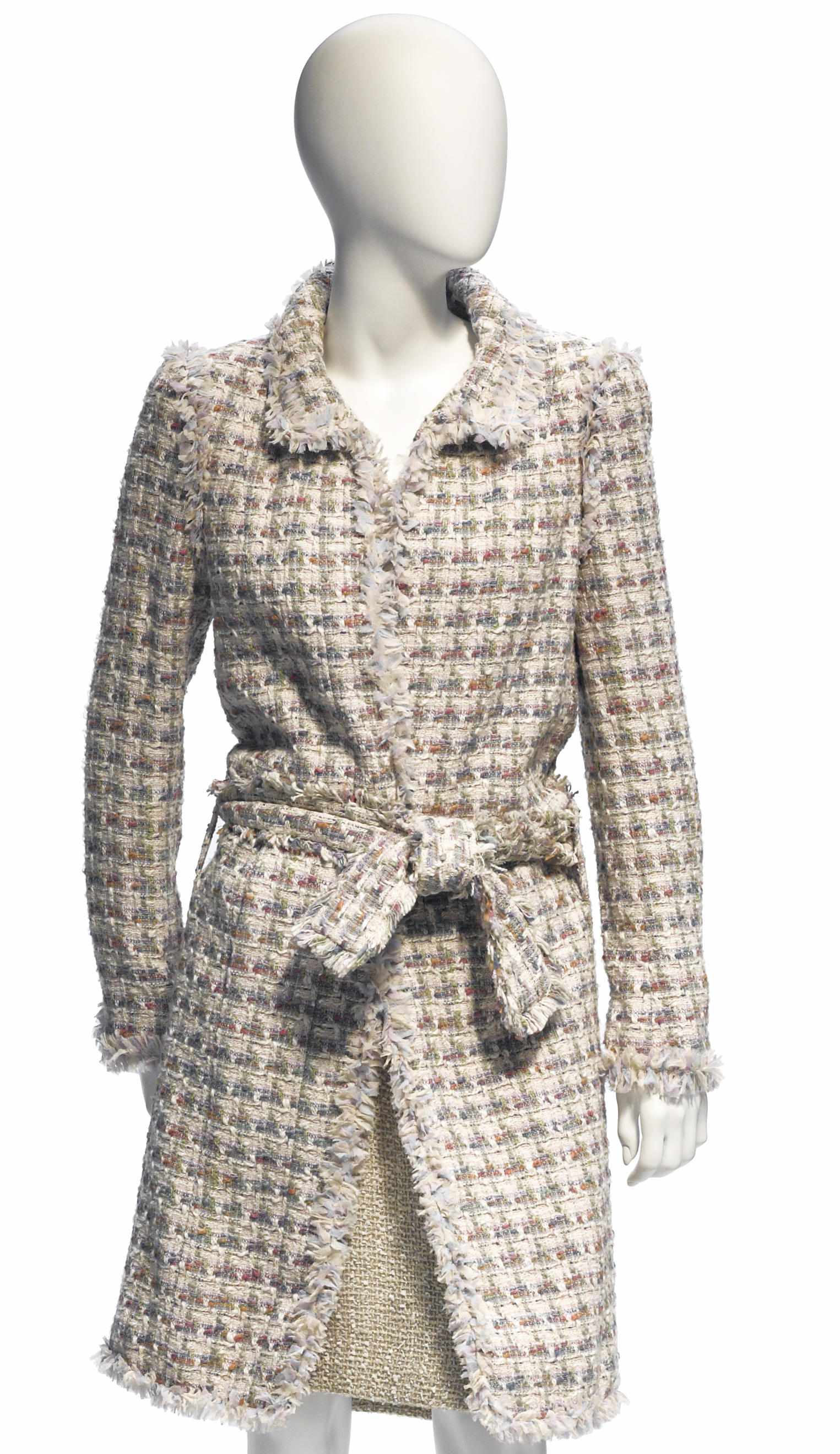 Appraisal: A Chanel cream and multicolored pastel boucle coat size