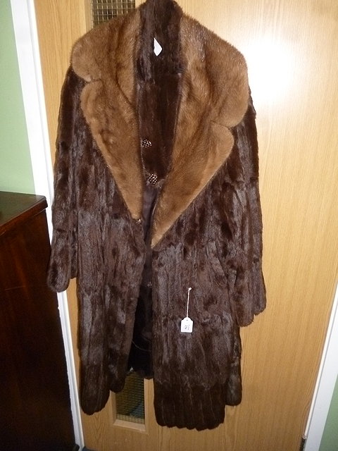 Appraisal: AN OLD MINK FUR COAT together with a belt