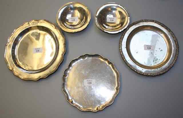 Appraisal: A PAIR OF SOUTH AMERICAN SILVER DISHES standing on cabriole