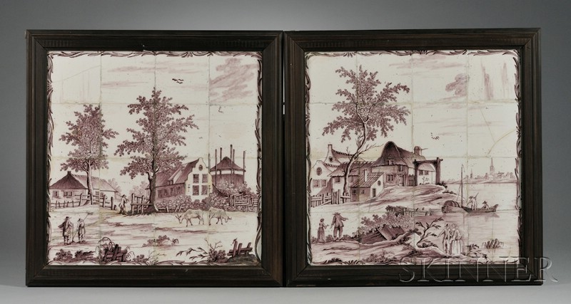 Appraisal: Pair of Dutch Delft Tile Pictures Holland th century each