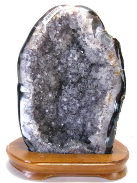 Appraisal: Polished Edge Agate with Quartz Crystals on Stand beautiful smoky