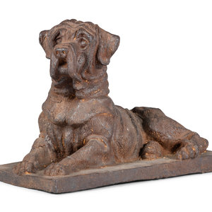 Appraisal: A Cast Iron Reclining Mastiff th Century Height x width