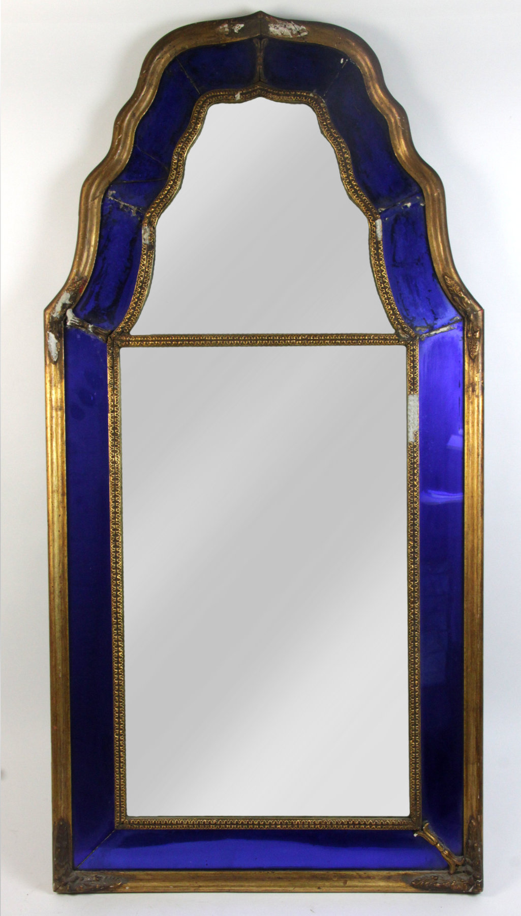 Appraisal: A wall mirror with blue mirrored frame cm high