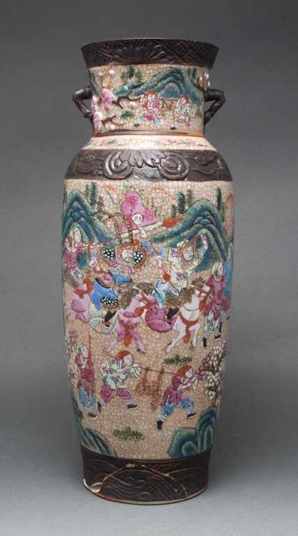 Appraisal: Chinese Export Famille Rose porcelain crackle glaze vase second half-