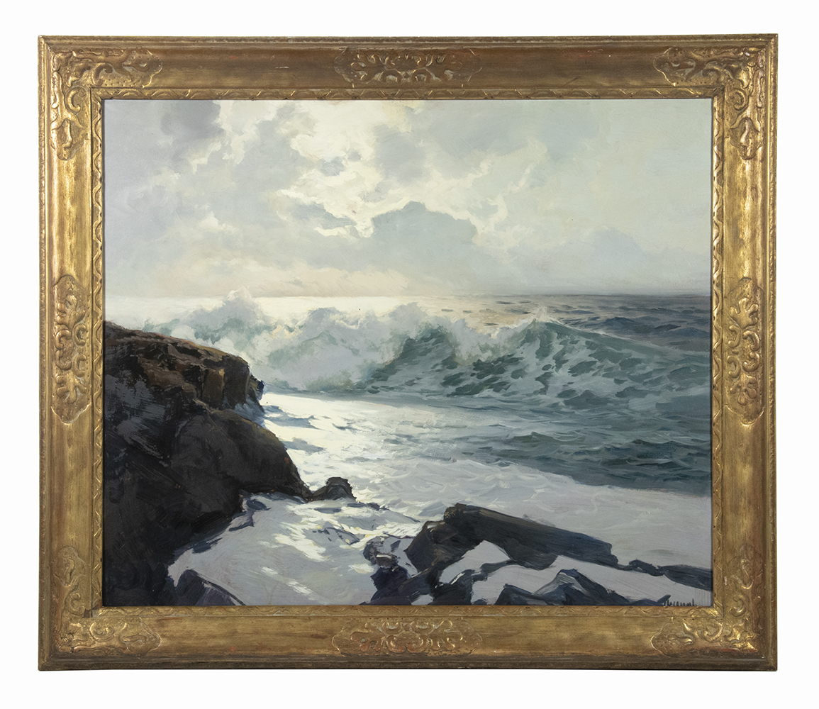 Appraisal: FREDERICK JUDD WAUGH NJ MA - Running Seas oil on