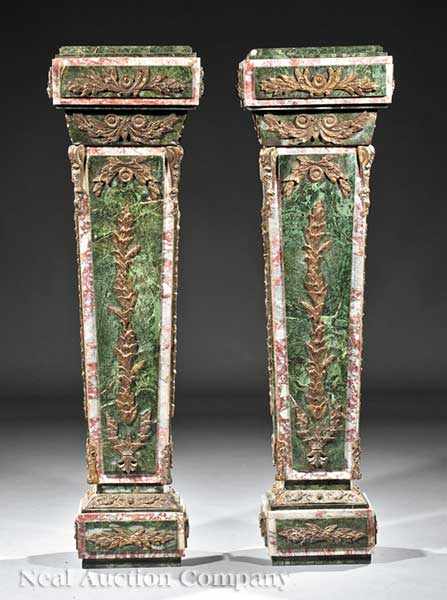 Appraisal: A Pair of Louis XVI-Style Verde Antico and Siena Marble