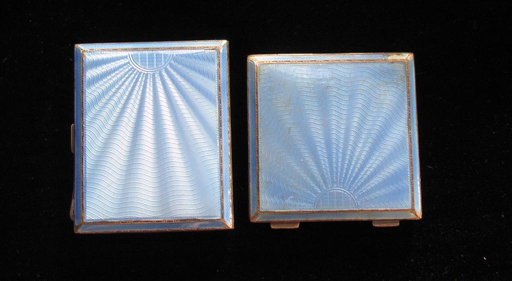 Appraisal: AN ART DECO SILVER AND PALE BLUE ENAMEL CIGARETTE CASE