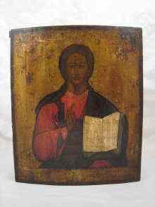 Appraisal: An early nineteenth century Russian icon of Christ Pantocrator approx