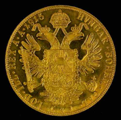 Appraisal: An Austrian gold Four Ducat restrike - VF EF -