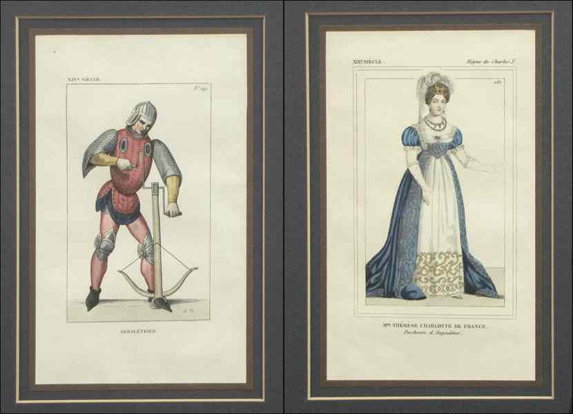 Appraisal: PAIR OF FRENCH HAND COLORED ENGRAVINGS Depicting Therese Charlotte de