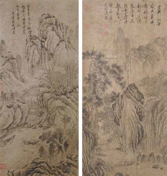 Appraisal: A Pair of Chinese Scroll Paintings ink on paper depicting