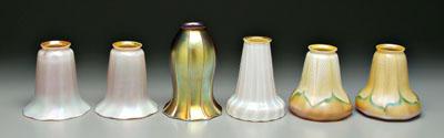 Appraisal: Six Quezel art glass shades one pair opalescent with gold