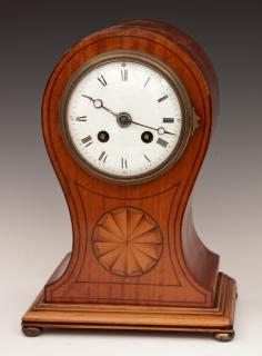 Appraisal: French Inlaid Mahogany Mantel Clock early th c French Inlaid