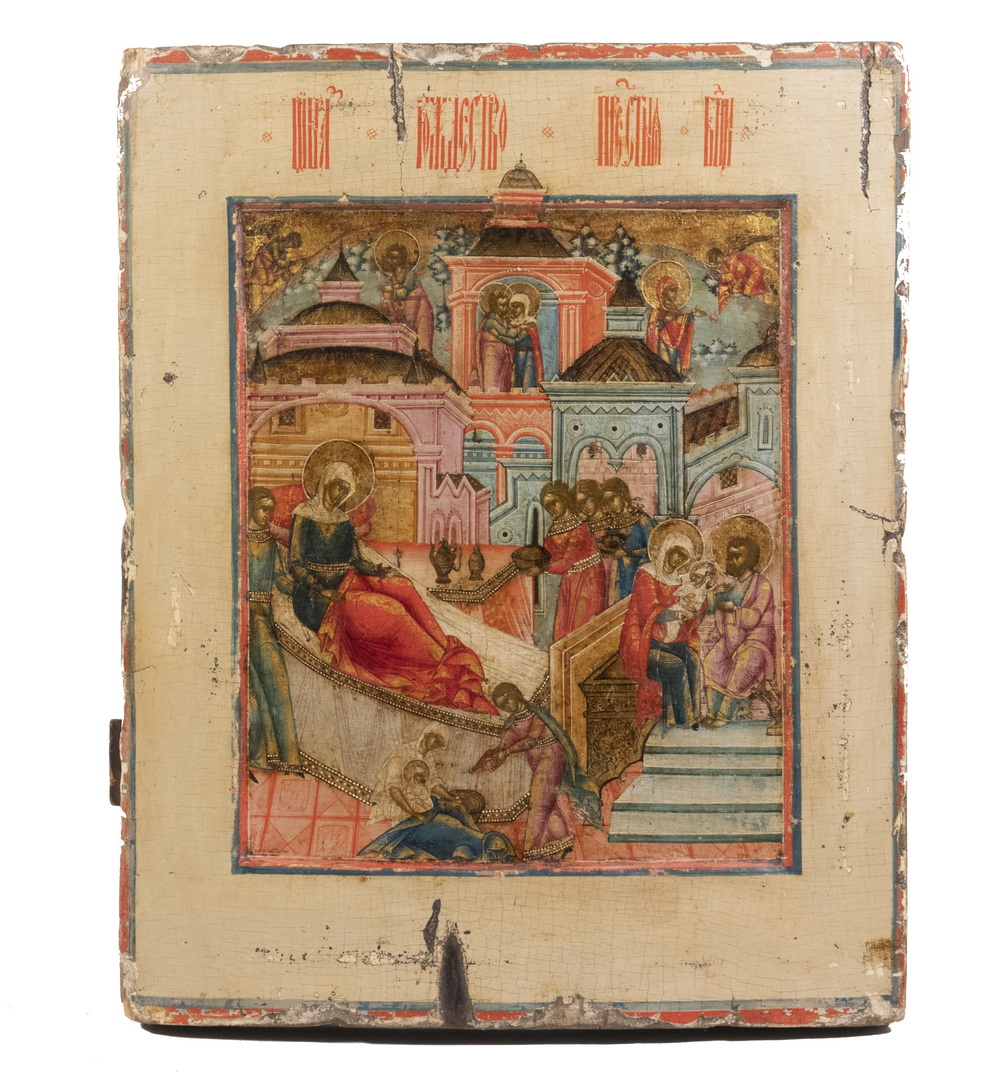 Appraisal: RUSSIAN ICON EARLY TH C Birth of the Virgin Mary