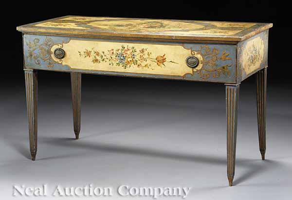 Appraisal: A Good Antique Italian Paint-Decorated Console Table polychrome decoration featuring