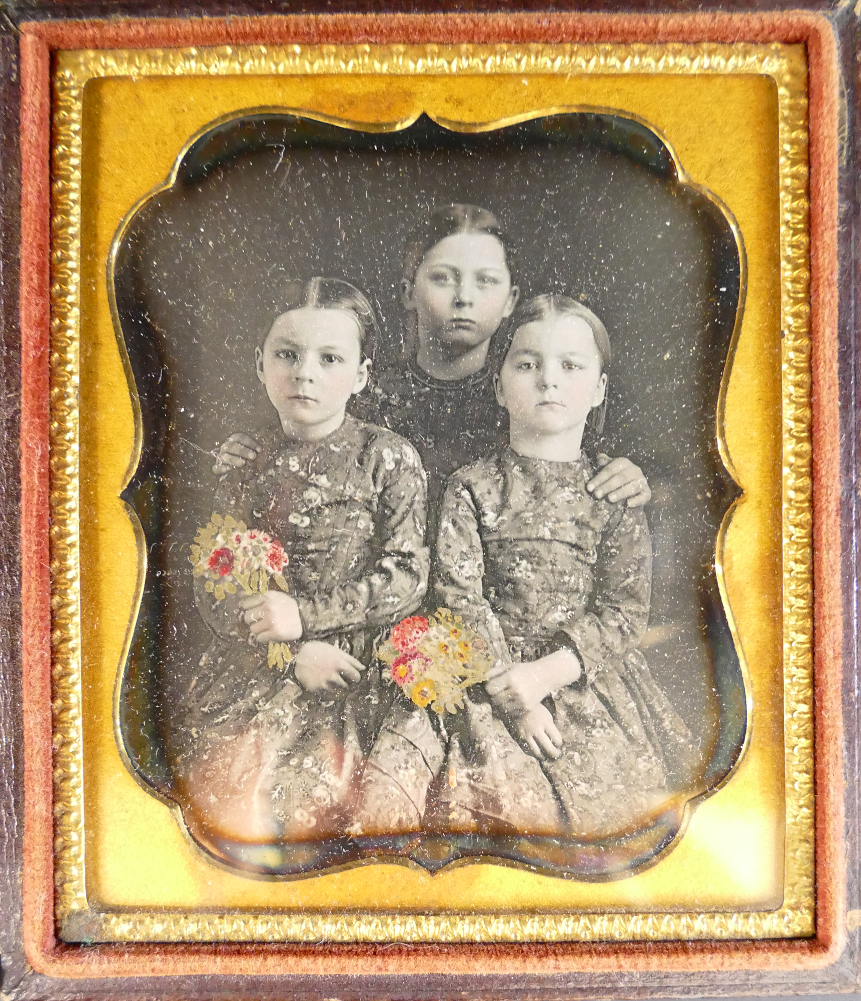 Appraisal: Sisters Tinted Daguerreotype in Case- Sixth Plate- x ''