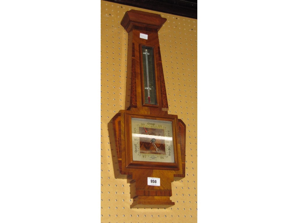 Appraisal: Walnut inlaid wall barometer