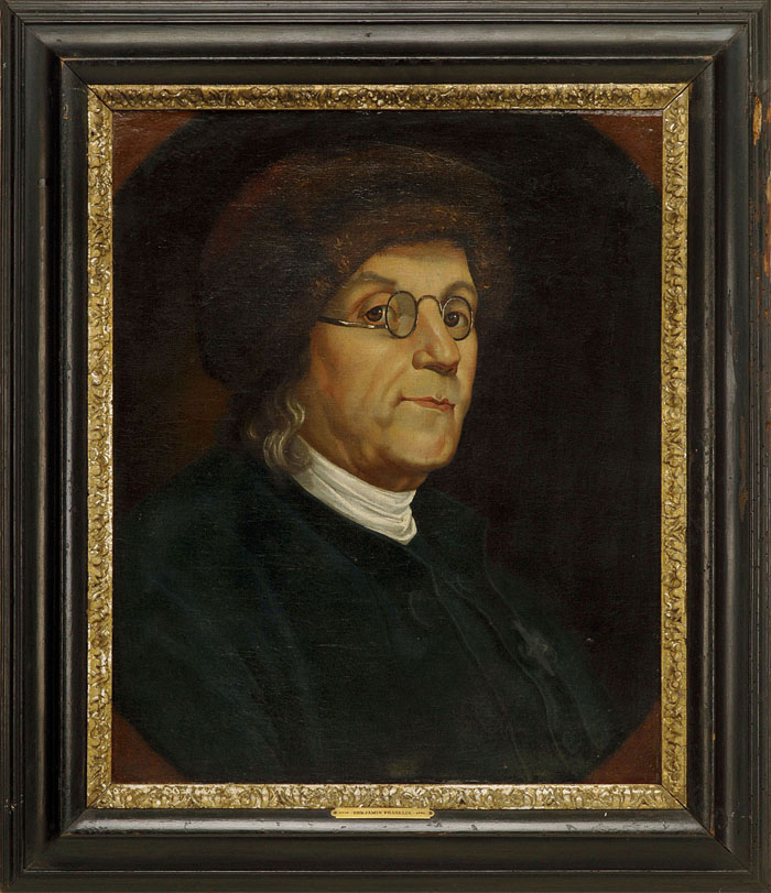 Appraisal: PORTRAIT OF BENJAMIN FRANKLIN After Charles-Nicolas Cochin Oil on canvas