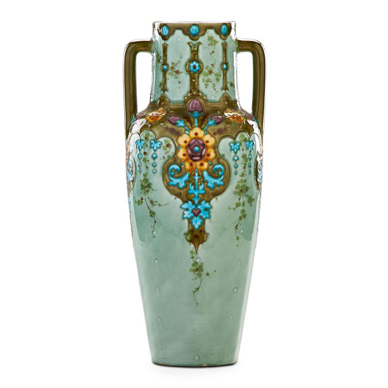 Appraisal: FELIX OPTAT MILET Tall vase Condition Report Long tight line