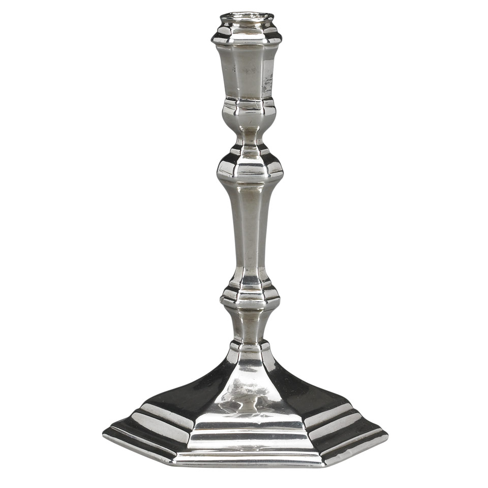 Appraisal: George I Silver Hexagonal Taperstick Matthew Cooper London height cm