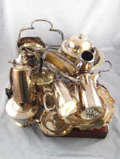 Appraisal: A large quantity of silver plate including tea pots a