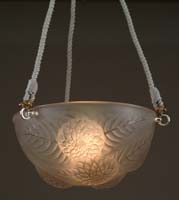 Appraisal: R LALIQUE DAHLIAS PLAFONNIER Wonderful Lalique plafonnier is decorated with