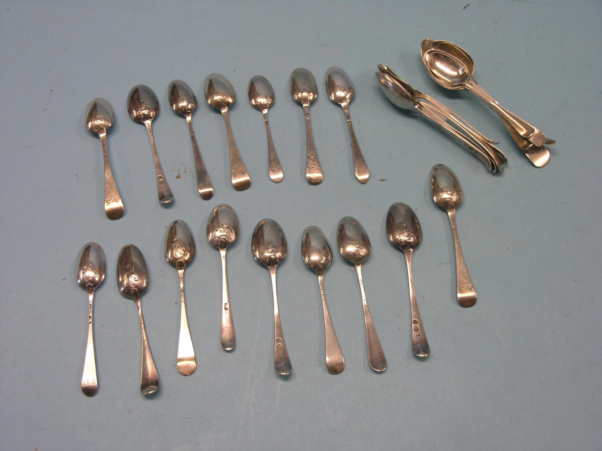 Appraisal: Sixteen various th century silver picture-back teaspoons and twelve further