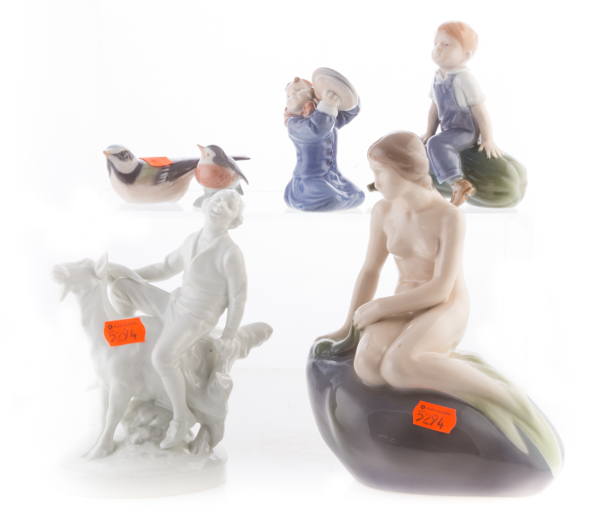 Appraisal: Six Royal Copenhagen china figures including The Little Mermaid two