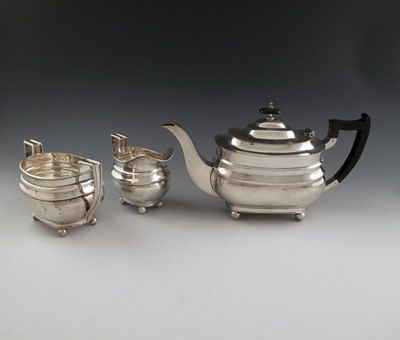 Appraisal: A three-piece silver tea set by William Hutton and Sons