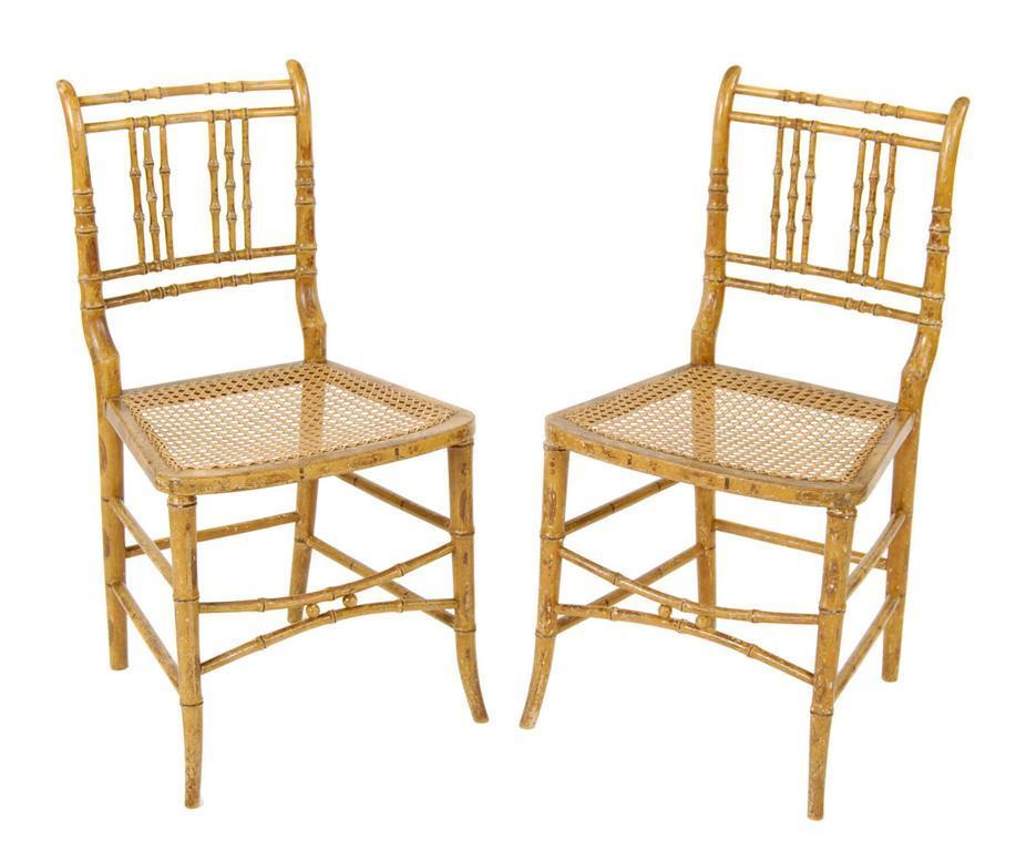 Appraisal: A pair of early th century simulated bamboo side chairs