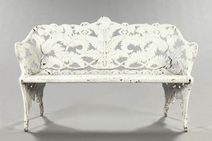 Appraisal: Rare American Cast-Iron Garden Bench in the Fern pattern fourth