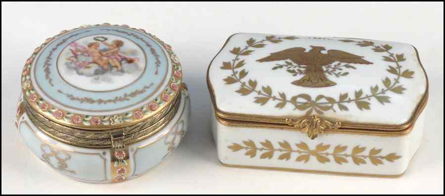 Appraisal: FRENCH LIMOGES GILT PORCELAIN BOX Depicting an eagle within a