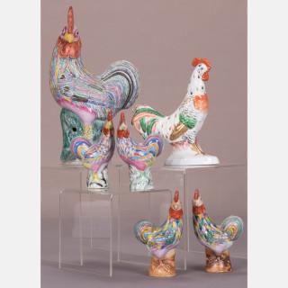 Appraisal: A Collection of Chinese Porcelain Chicken Figurines th Century A