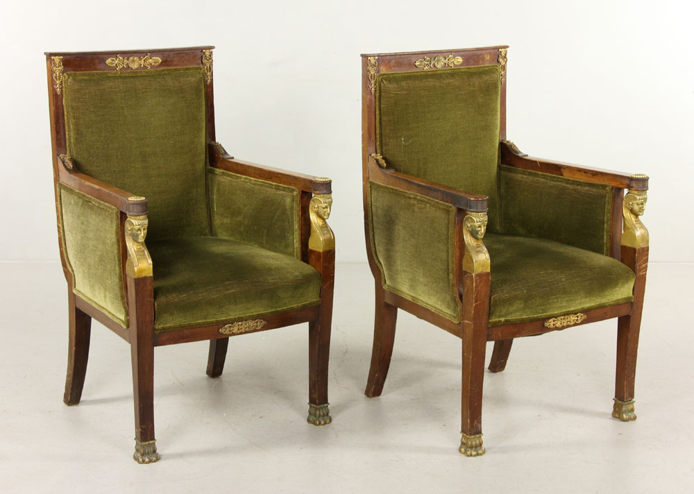 Appraisal: - Pair Empire II Bergeres Pair Of Empire II bronze