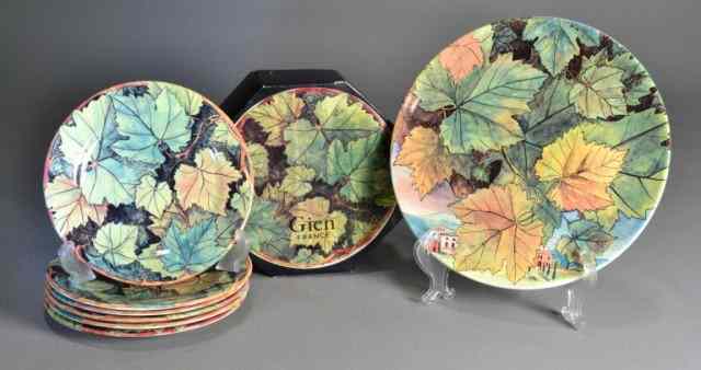 Appraisal: GIEN FRENCH PORCELAIN IVY PLATESLovely set of six '' porcelain