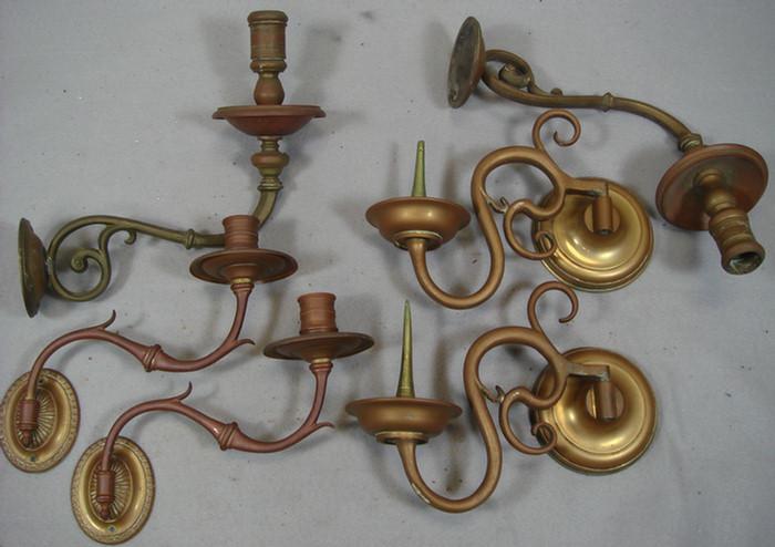 Appraisal: pr brass wall mounted candle sconces the arms - long