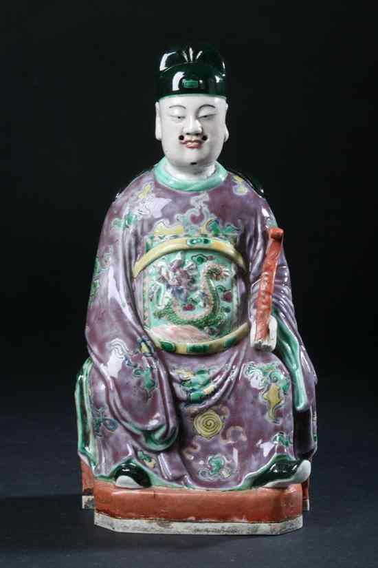 Appraisal: CHINESE FAMILLE VERTE PORCELAIN FIGURE OF A TAOIST DIGNITARY th