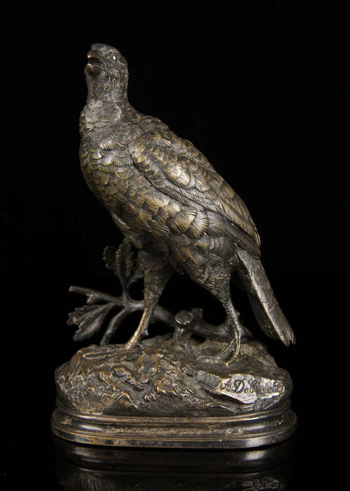 Appraisal: - Dubucand Grouse Bronze Alfred Dubucand France - sculpture of