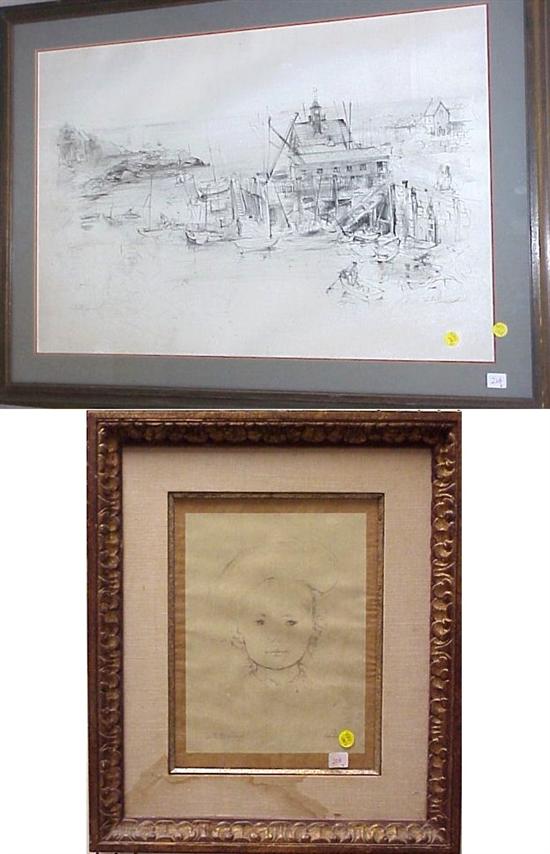 Appraisal: Edna Hibel lithograph harbor scene pencil signed lower right and