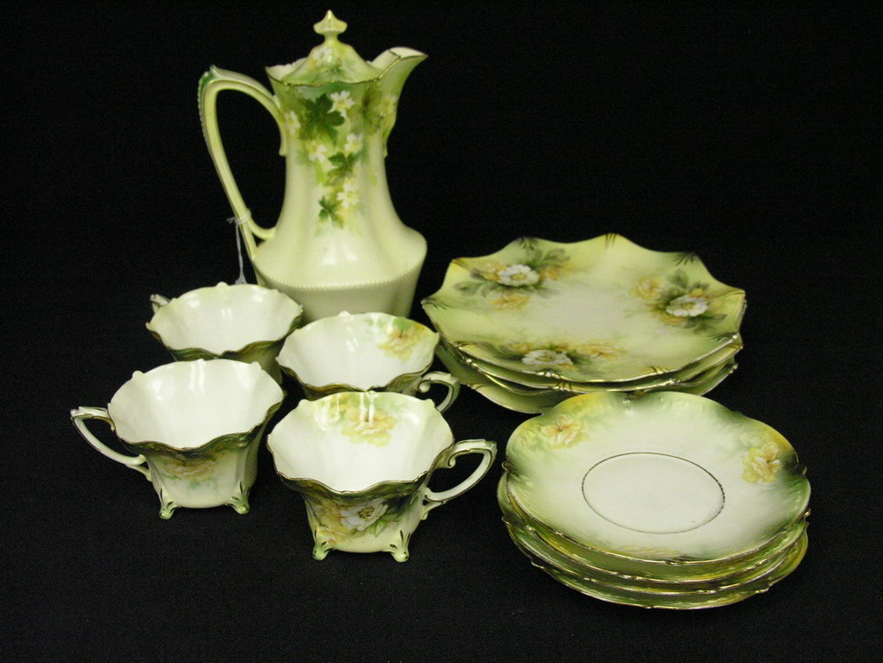 Appraisal: PIECE R S PRUSSIA SET Includes - Cups - Saucers