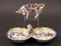 Appraisal: Mont St Michel Porcelain Bull Sweet Meat Dish Mont St