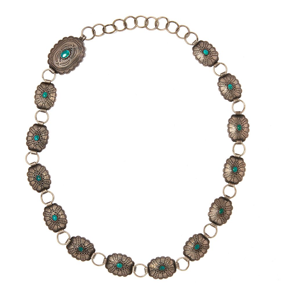 Appraisal: Southwest Silver and Turquoise Link Belt Southwest silver and turquoise