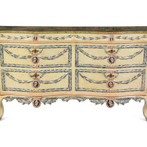 Appraisal: An Italian Painted Serpentine Commode Lo Studiolo di Ponziani Florence